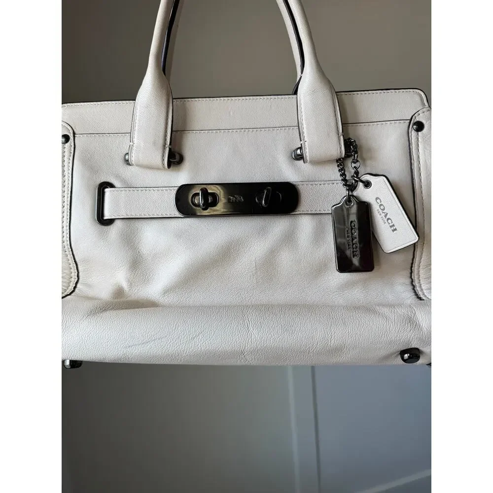Coach Swagger 27 White Glove-Tanned Leather Top Handle Satchel Bag